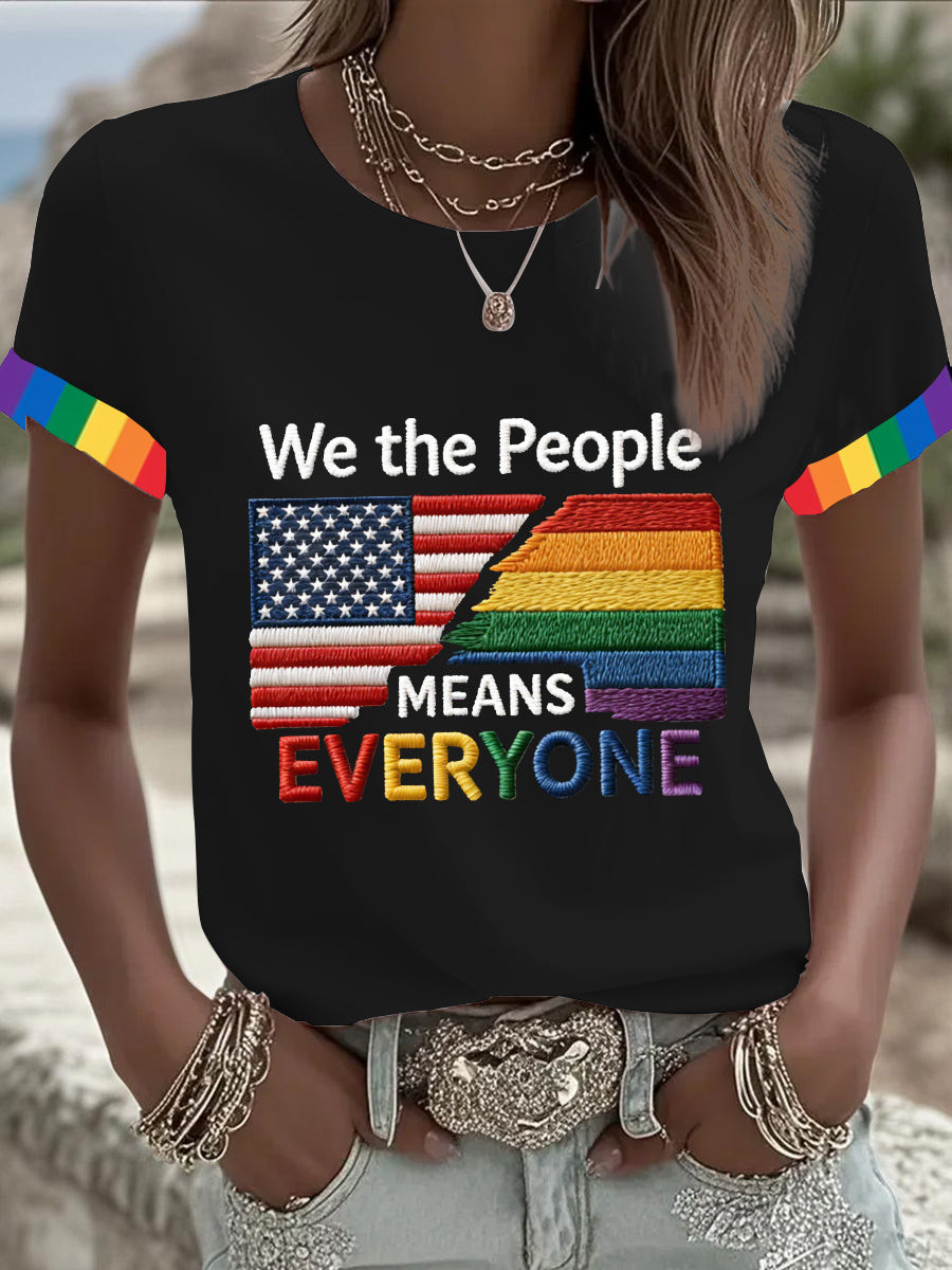 We The People Means Everyone Shirt American Flag And Rainbow Pride Merch LGBT Gift - Tradiviet - Image 2