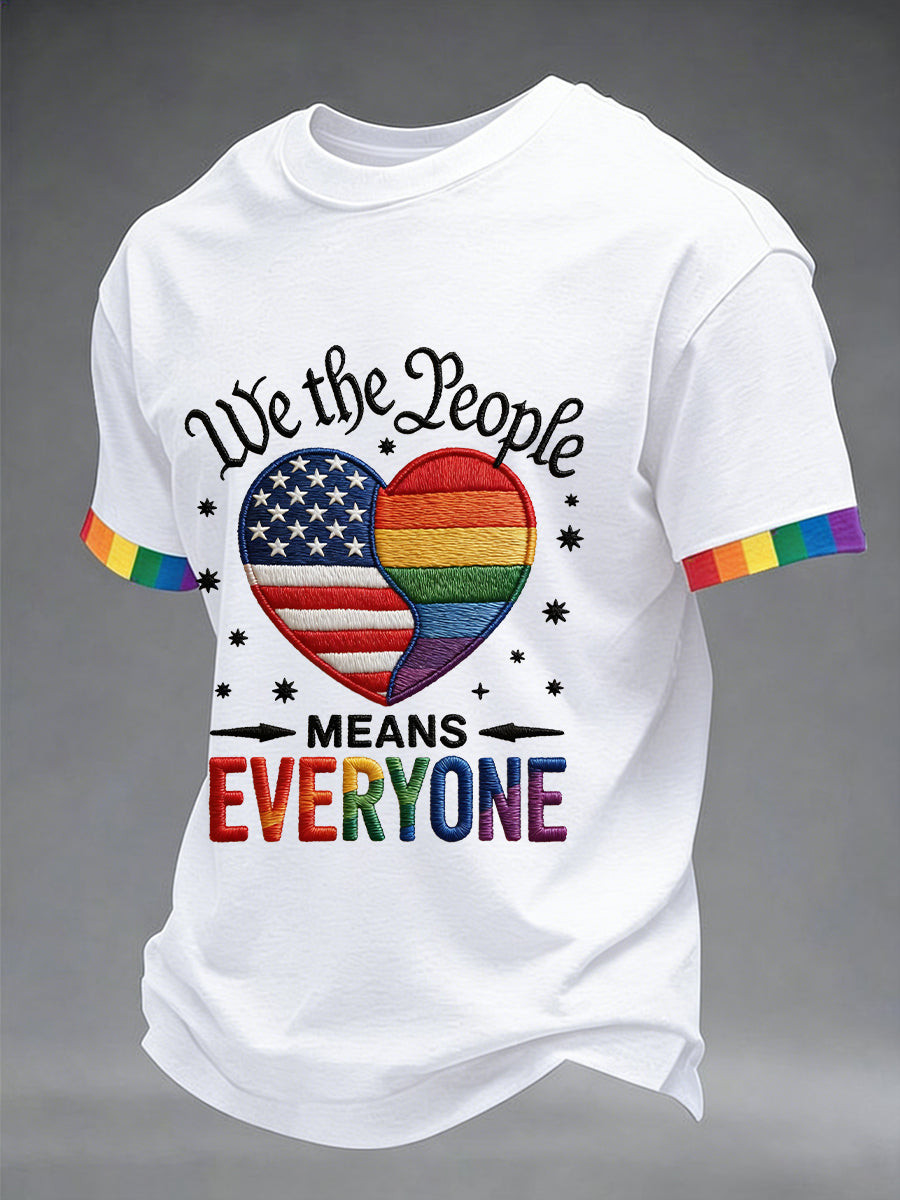We The People Means Everyone T-Shirt American Flag Heart Pride Merch Gift For Patriots - Tradiviet