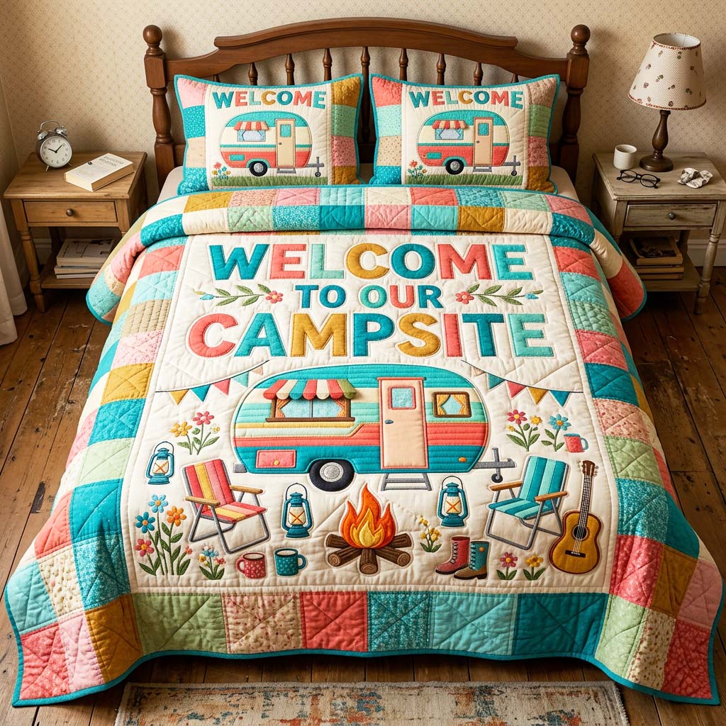 Welcome Camper Quilted Bedding Set Welcome Camper Oasis Gift For Welcome Camper - Tradiviet