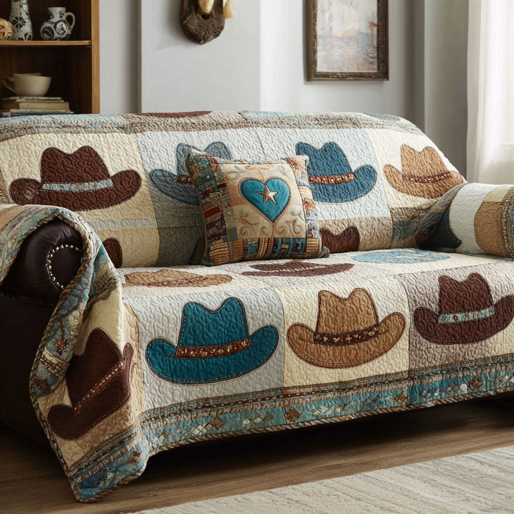 Western Comfort Quilted Sofa Cover Couch Cushion Covers Cowboy Christmas Presents - Tradiviet