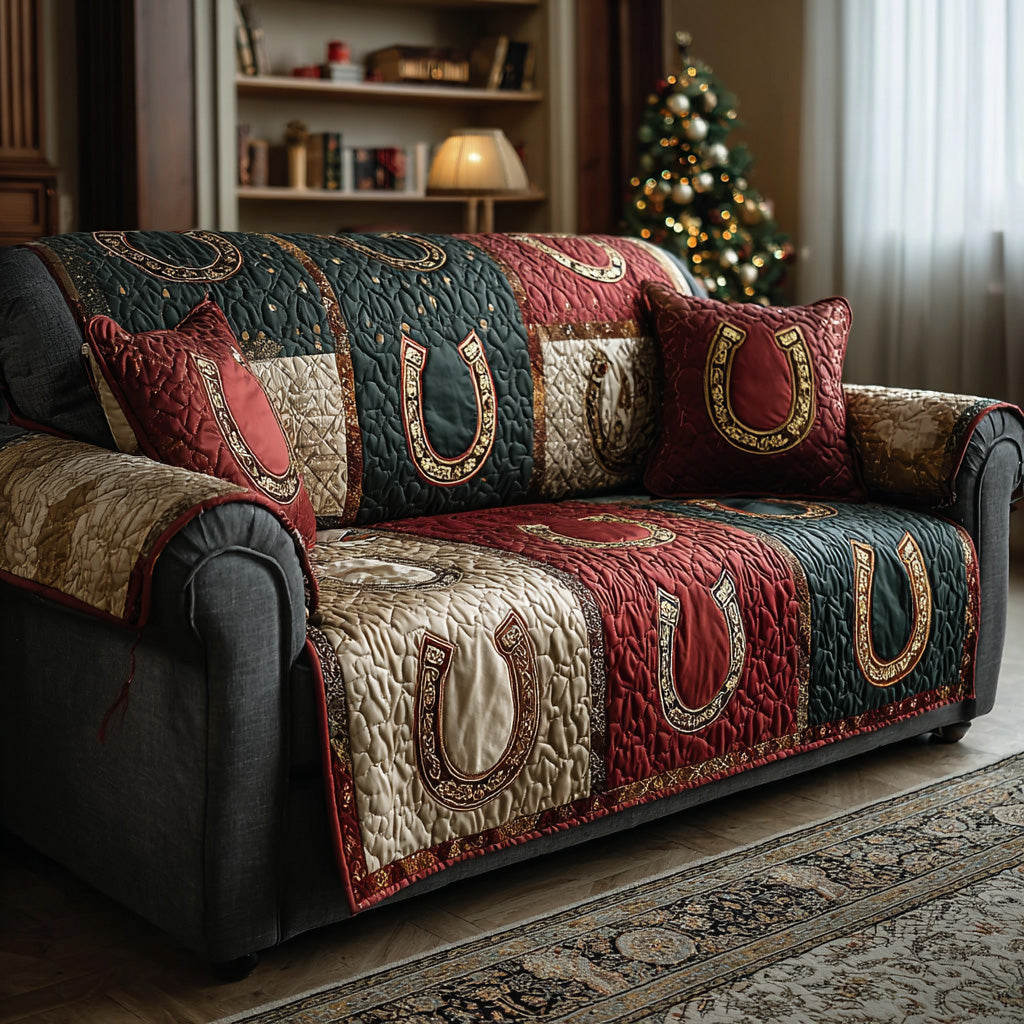 Western Luck Quilted Sofa Cover Creative Home Room Decor Gift For Home Decor - Tradiviet