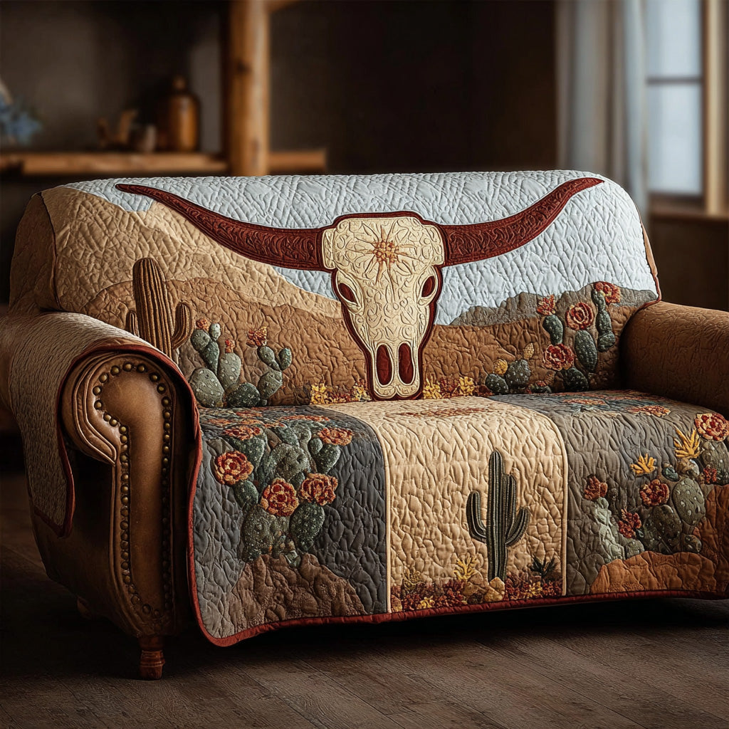 Western Skull Canyon Quilted Sofa Cover Aesthetic Room Decor New Home Gift Ideas - Tradiviet