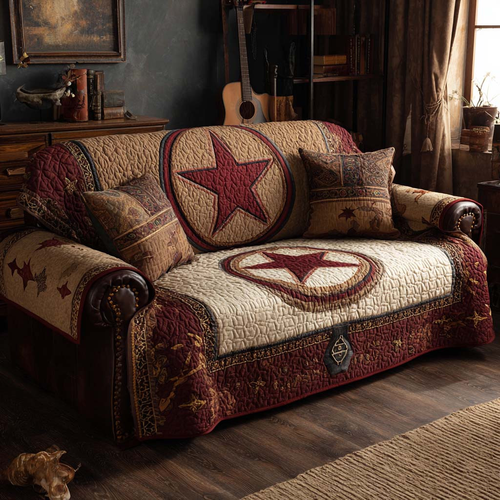 Western Star Emblem Quilted Sofa Cover Couch Covers Sofa Cover Best Christmas Gifts For Cowboys - Tradiviet