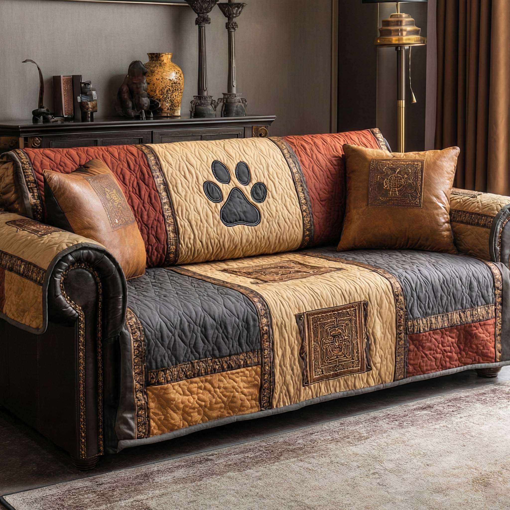 Western Vibe Paw Quilted Sofa Cover Elegant Home Room Decor Gift For Room Decor - Tradiviet