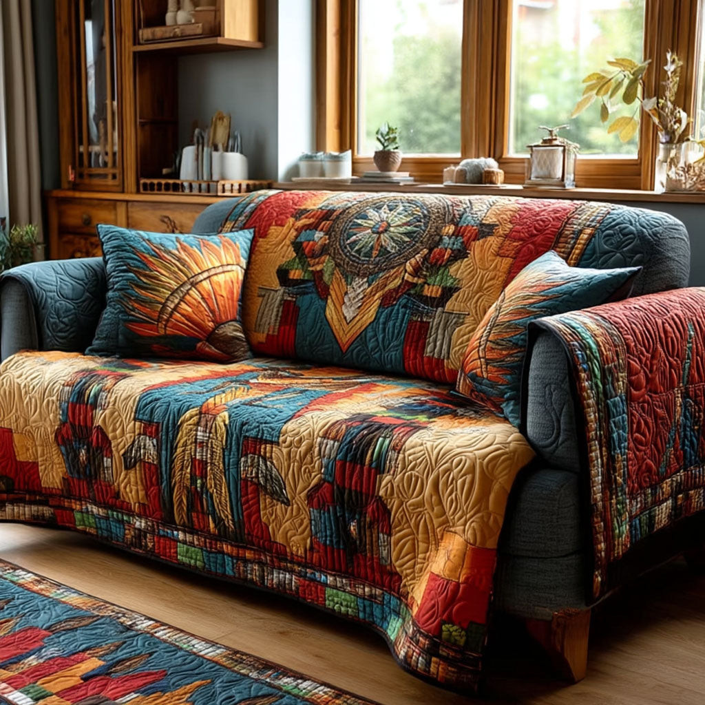 Where Feathers Rest Quilted Sofa Cover The Best Slipcovers Native American Made Gift - Tradiviet