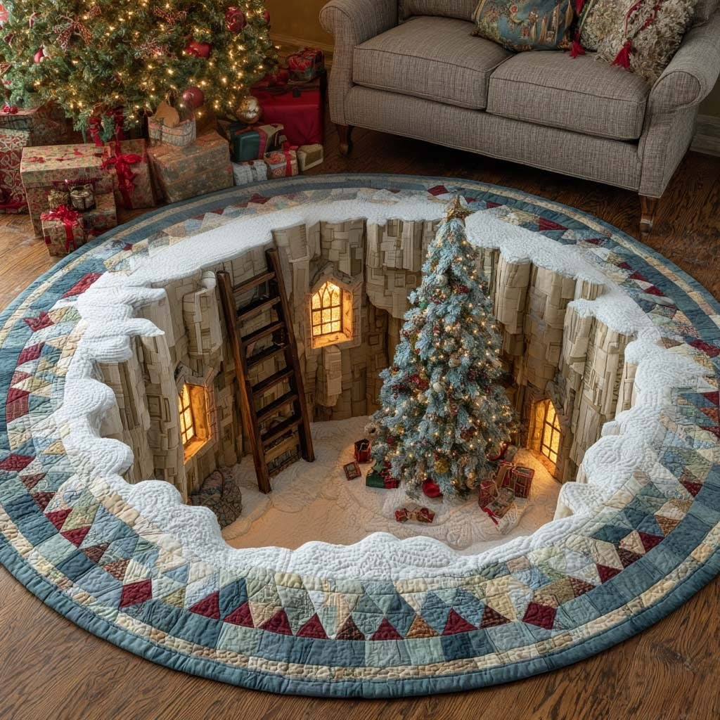 Whimsical Depth Christmas Round Mat Circle Carpet Decorations Holiday Best Gifts For Adults - Tradiviet
