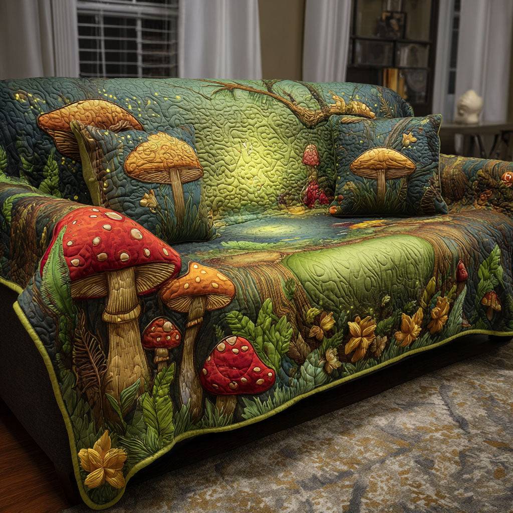Whispering Forest Lane Quilted Sofa Cover Interior Room Decor Cool Room Decor Gifts - Tradiviet