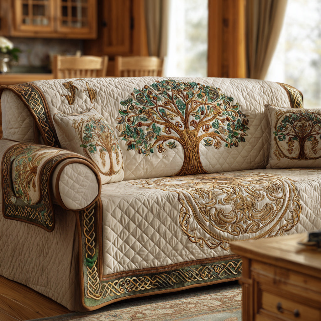 Whispers of Earth Quilted Sofa Cover House Room Decor Gifts For Room Decor - Tradiviet