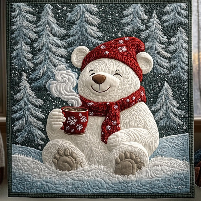 White Bear Christmas Quilt Blanket Cute Animal Blanket Presents For Bear Lovers - Tradiviet