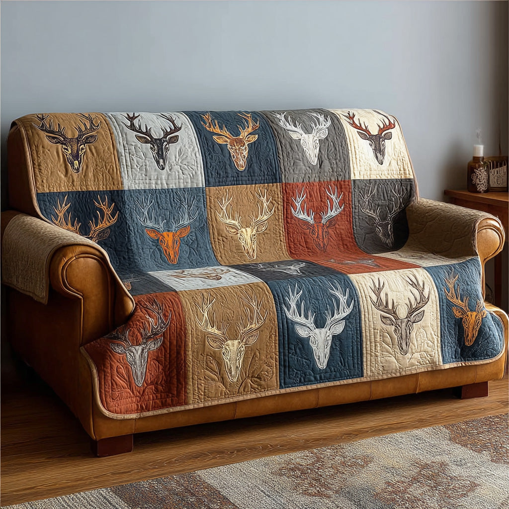 Wild Antler Quilted Sofa Cover Classic Home Room Decor Home Gift For Him - Tradiviet