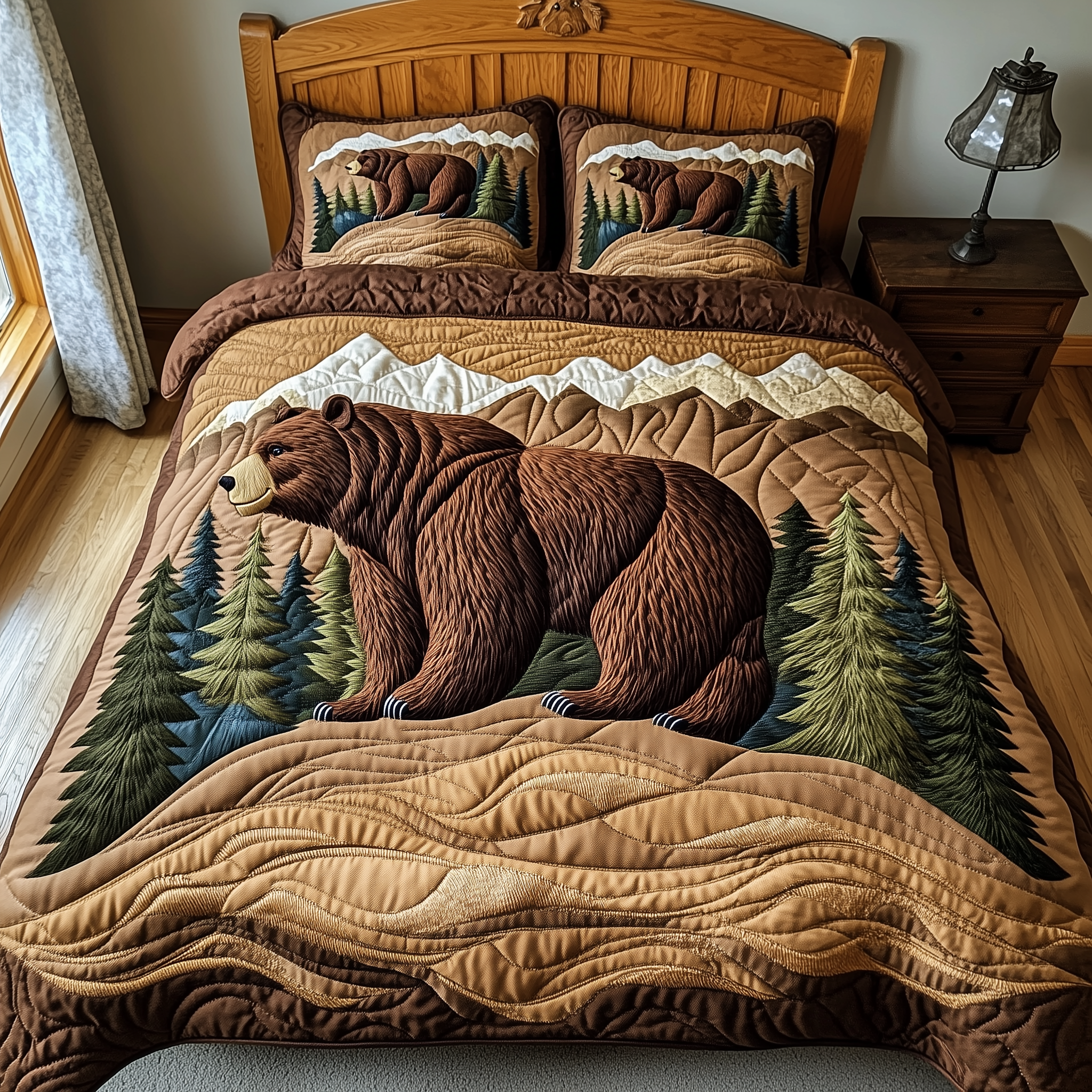 Wild Bear Quilted Bedding Set Wild Bear Keepsakes Gift For Wild Bear - Tradiviet