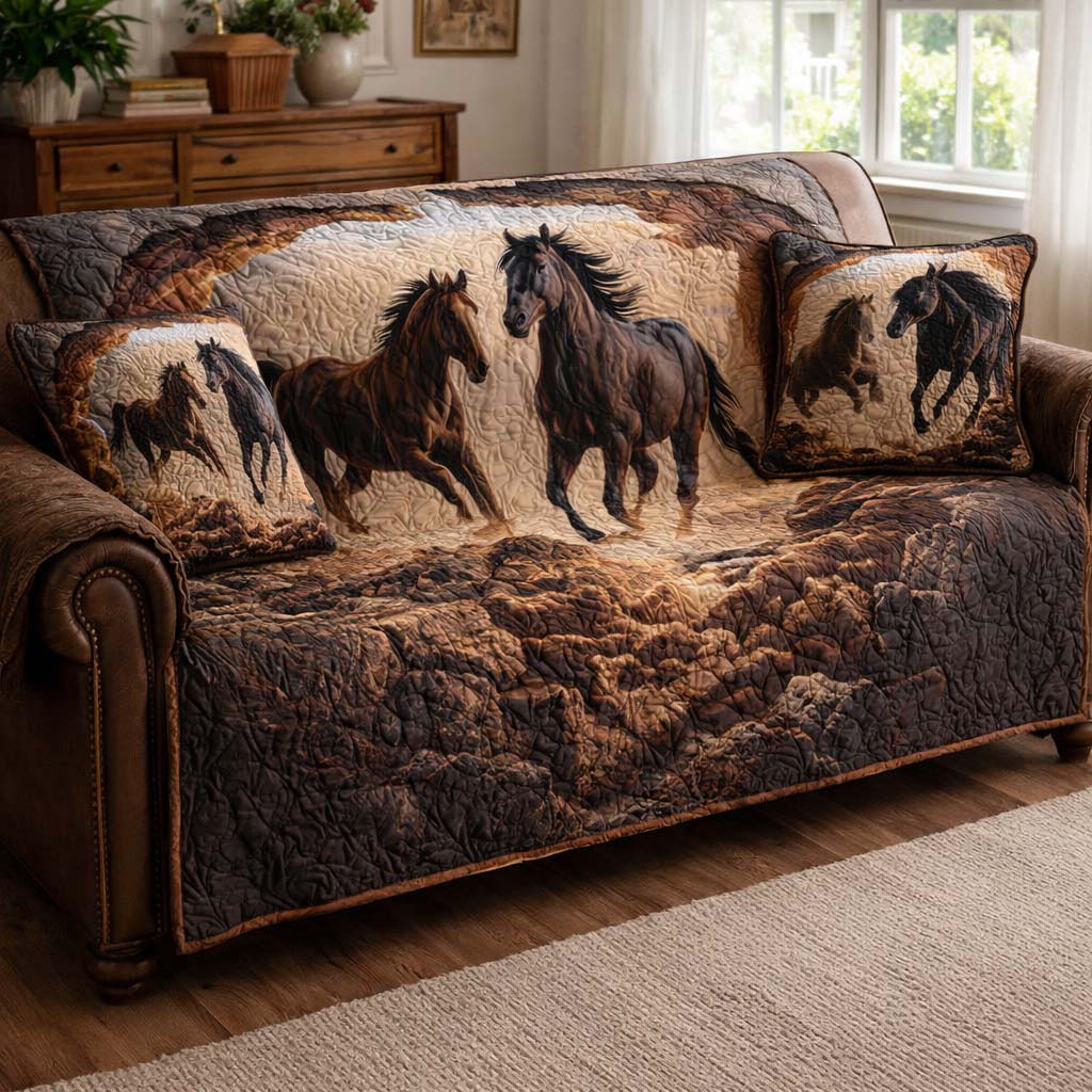 Wild Canyon Run Quilted Sofa Cover Southwest Home Couch Cover Gifts For Home Decor - Tradiviet