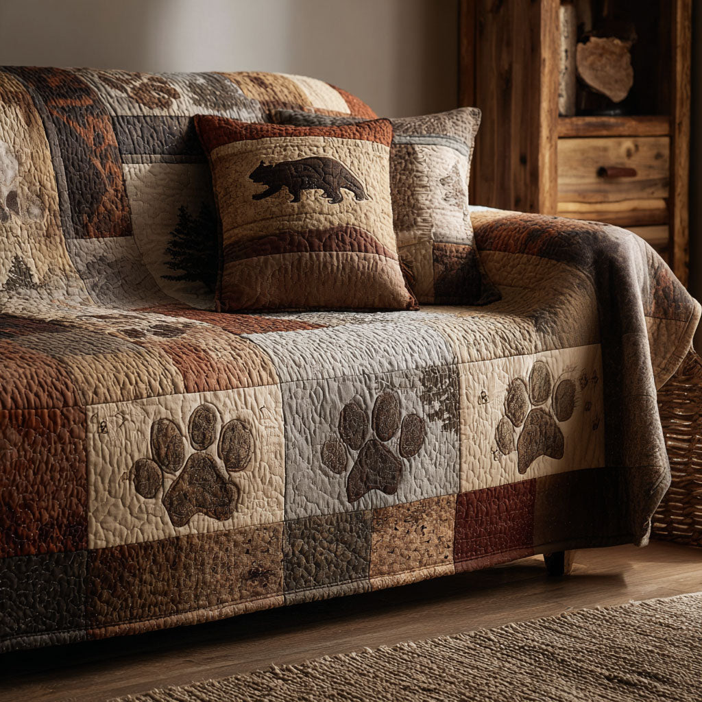Wild Footprints Quilted Sofa Cover Simple Room Decor Presents For New Home - Tradiviet