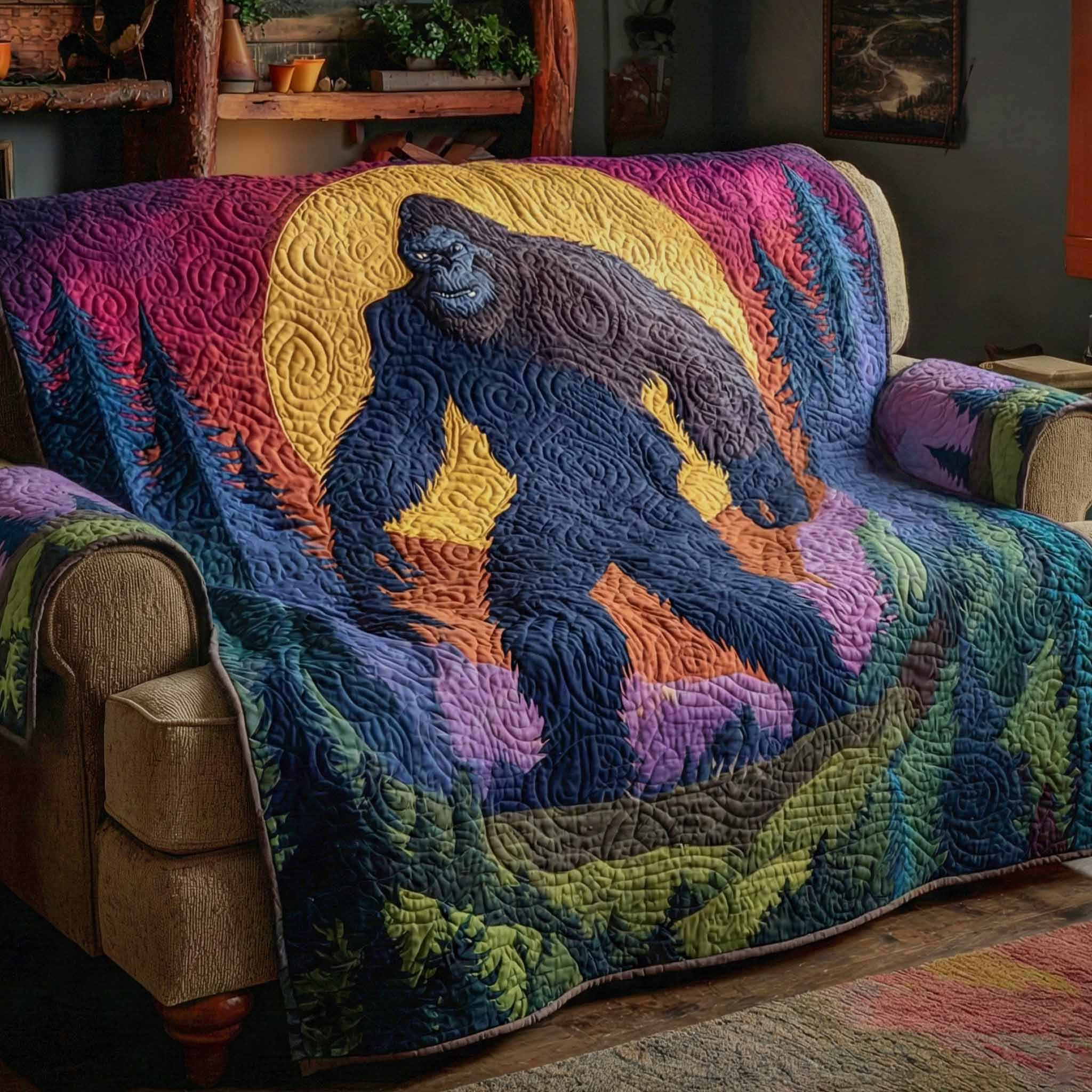 Wild Legend Quilted Sofa Cover Great Couch Covers Bigfoot Gifts For Dad - Tradiviet