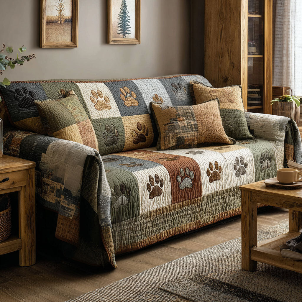 Wild Paws Quilted Sofa Cover Room Decor Inspiration Home Gifts For Him - Tradiviet