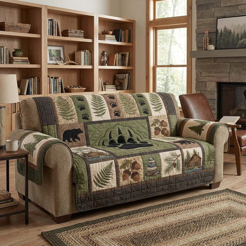 Wild Pines Quilted Sofa Cover Indoor Room Decor Unique Housewarming Gift Ideas - Tradiviet