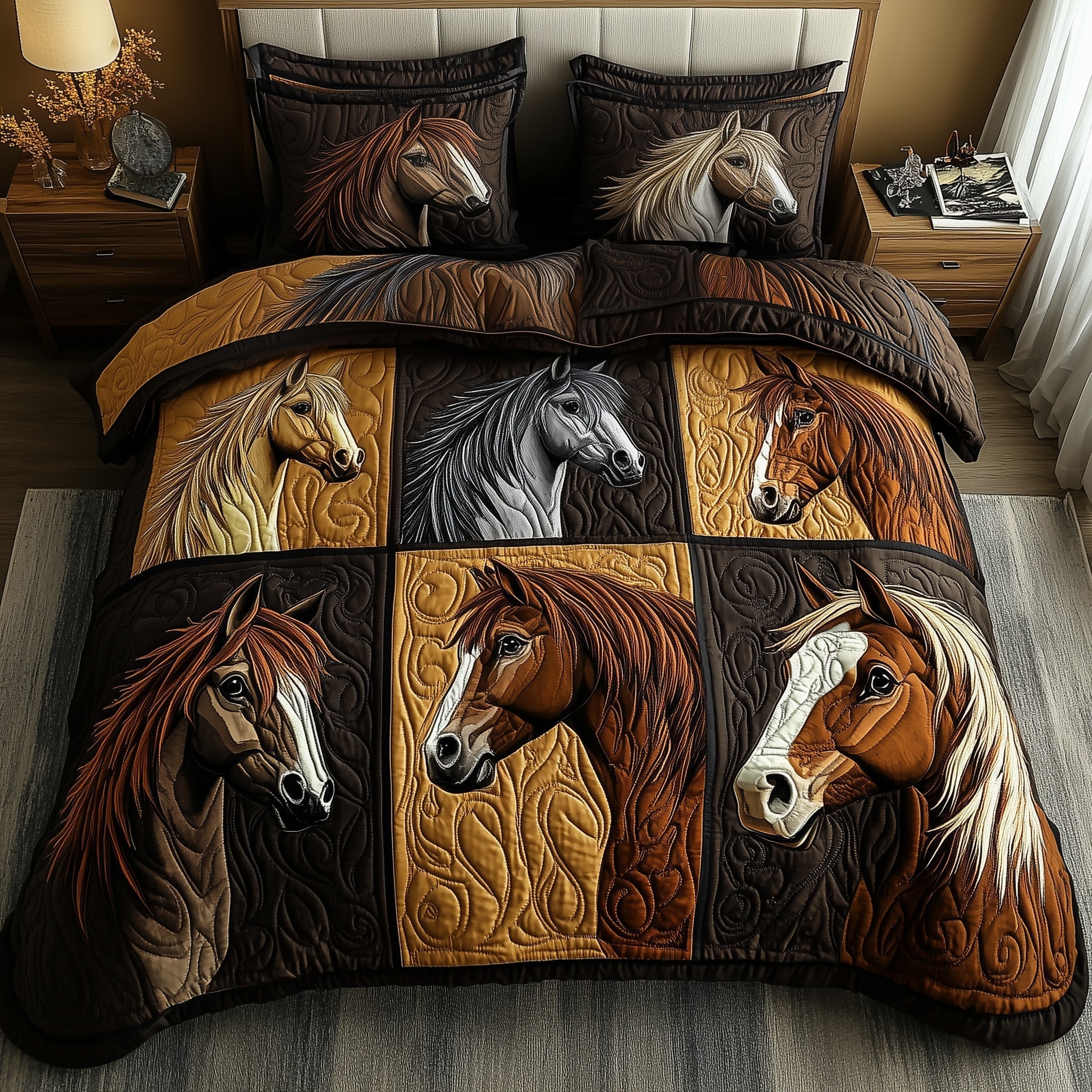 Wild Prairie Horse Quilted Bedding Set Wild Prairie Bedroom Gift For Wild Prairie - Tradiviet