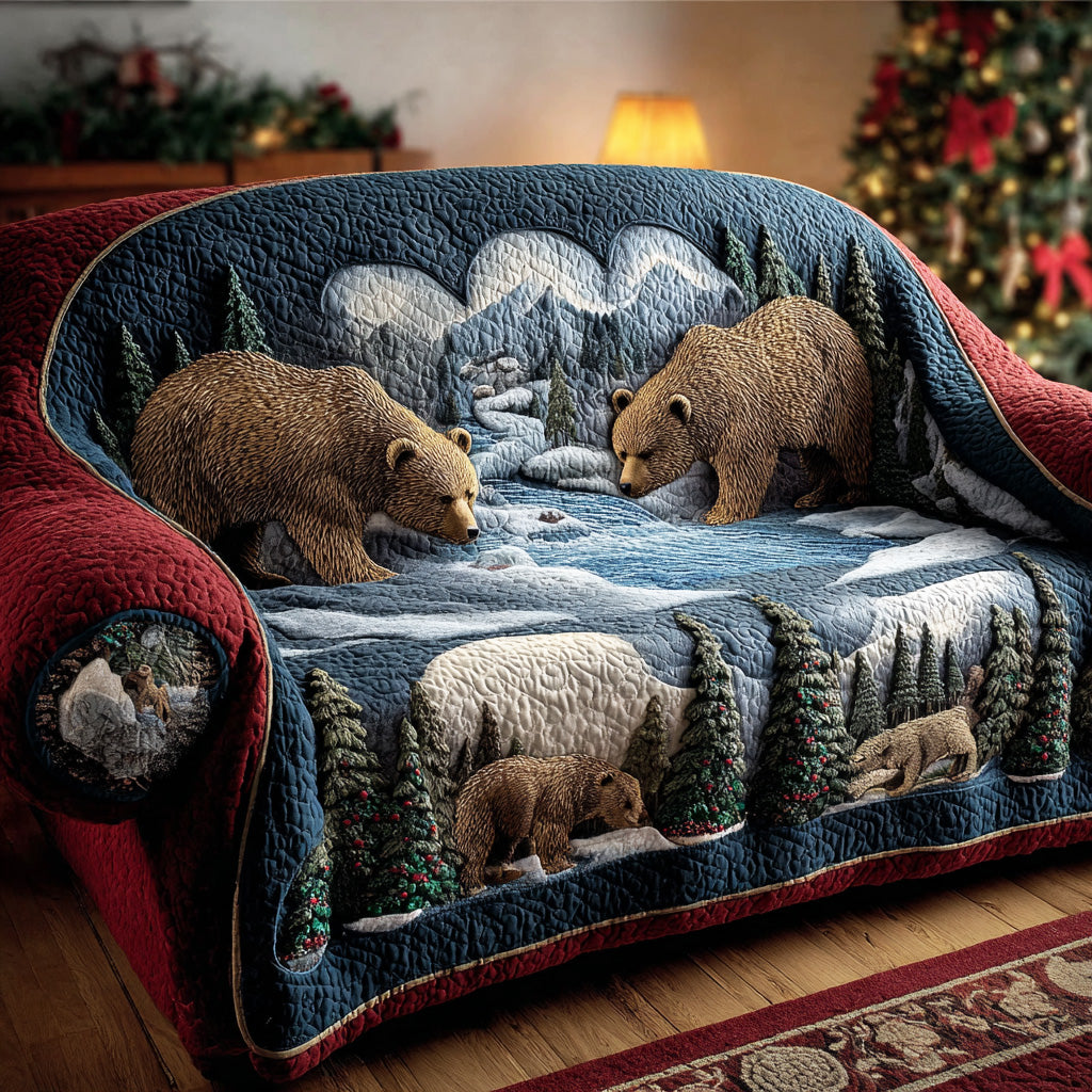 Wild Ridge Bear Quilted Sofa Cover Aesthetic Home Room Decor Bear Gifts For Her - Tradiviet