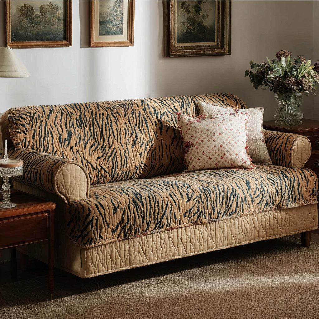 Wild Safari Quilted Sofa Cover Trendy Home Room Decor Gift For Living Room - Tradiviet