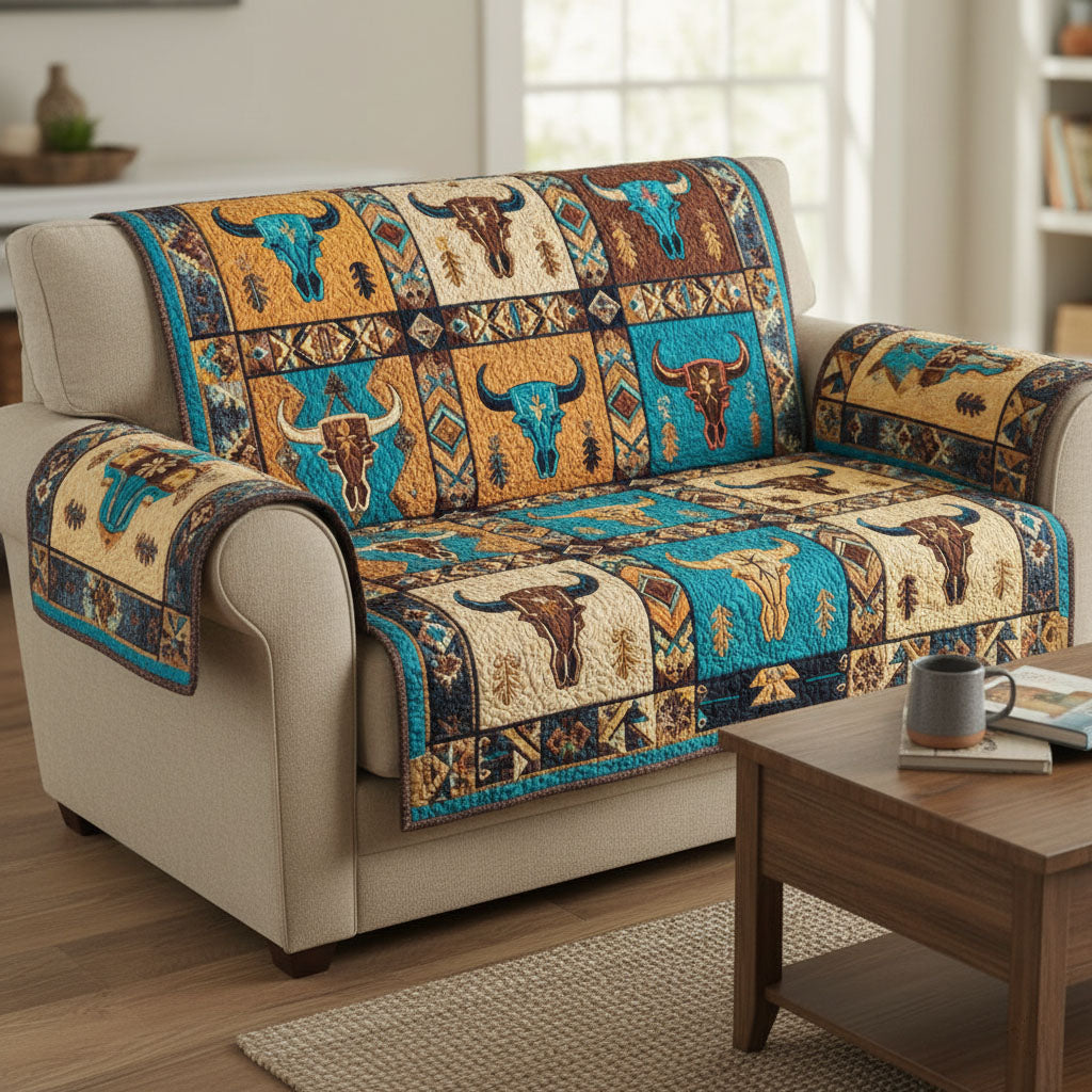 Wild Skull Quilted Sofa Cover Cozy Home Room Decor Gifts For New Homes - Tradiviet