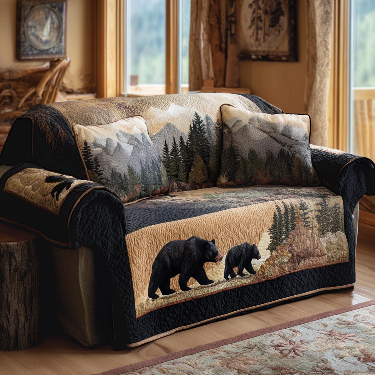 Wild Timber Quilted Sofa Cover Minimalist Home Room Decor Gift For New Home - Tradiviet