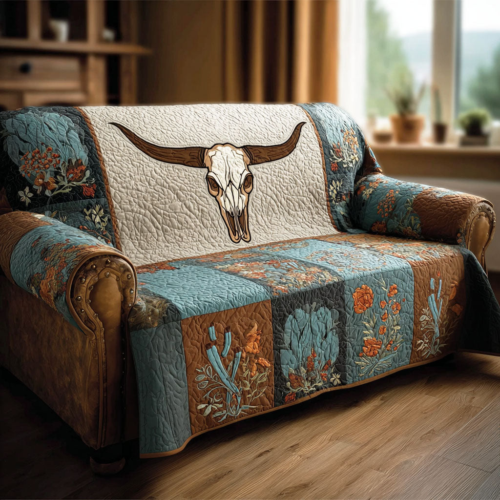 Wild West Skull Quilted Sofa Cover Natural Home Room Decor Gifts For Room Decor - Tradiviet