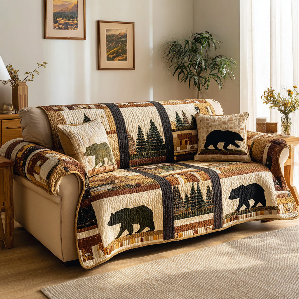 Wilderness Lodge Quilted Sofa Cover Seasonal Room Decor Cute Room Decor Gifts - Tradiviet