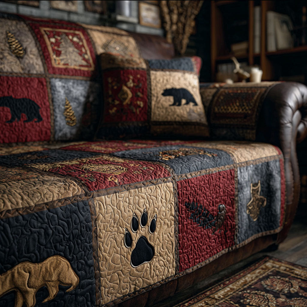 Wilderness Tracks Quilted Sofa Cover Home Room Decor Ideas Gift For Home Lover - Tradiviet