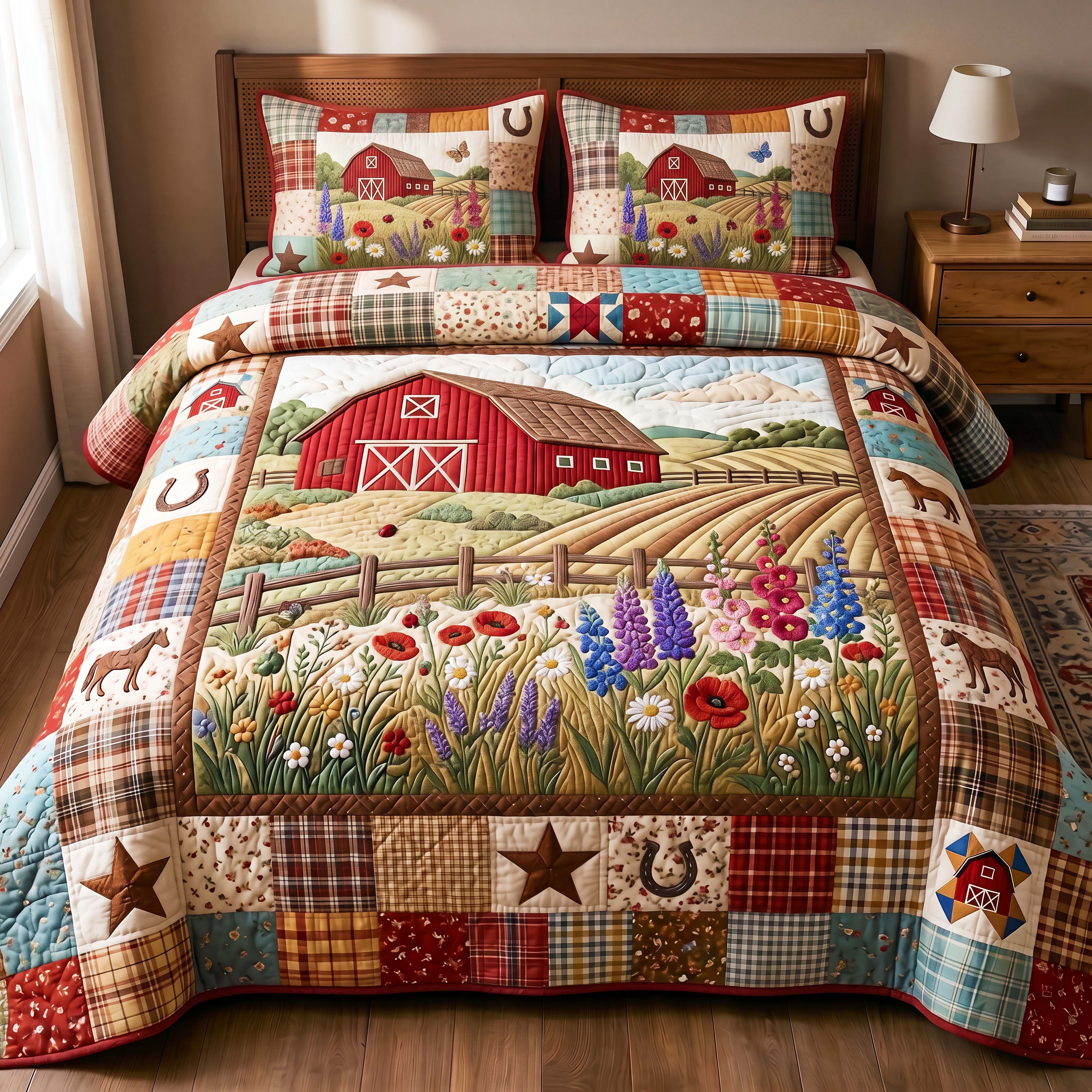 Wildflower Barn Quilted Bedding Set Wildflower Barn Bright Gift For Wildflower Barn - Tradiviet