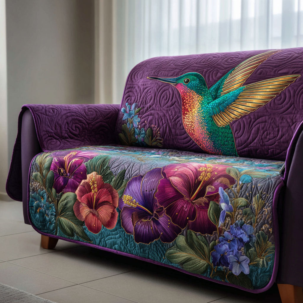 Wildflower Drift Quilted Sofa Cover Best Couch Slipcovers Awesome Hummingbird Gifts - Tradiviet