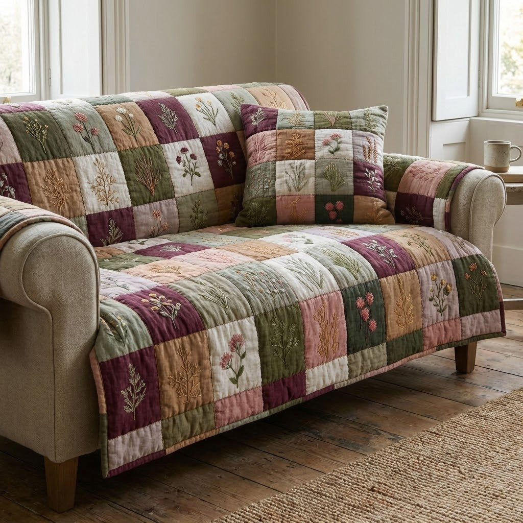Wildflower Whisper Quilted Sofa Cover Furniture Couch Covers Sunflower Mother's Day Gifts - Tradiviet