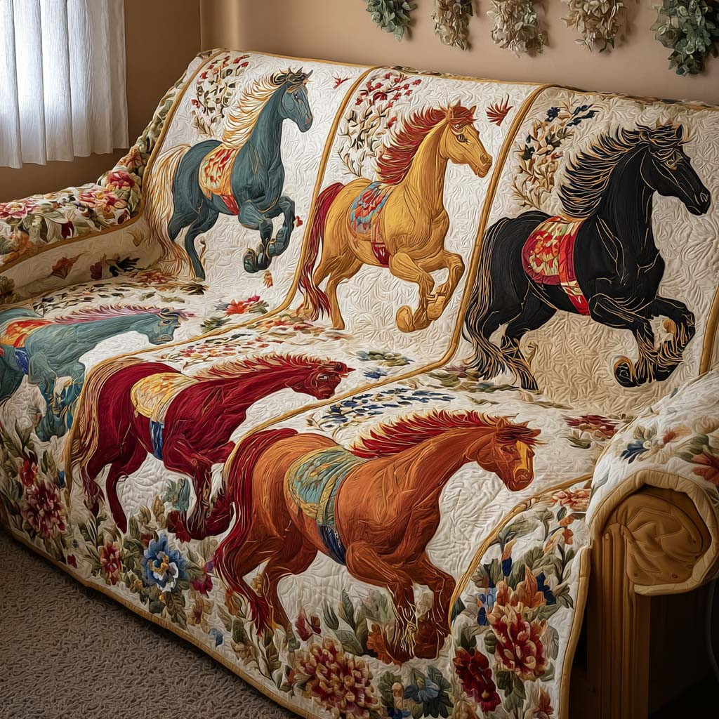 Wind Runner Quilted Sofa Cover Sofa Furniture Slip Covers Gifts For Horse Racing Fans - Tradiviet