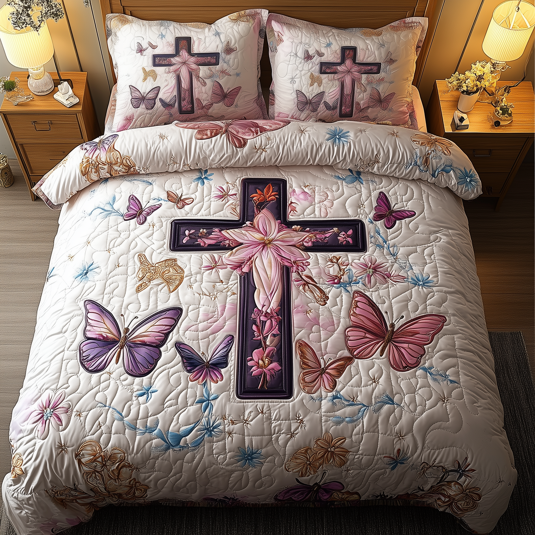 Wings of Grace Quilted Bedding Set Wings Grace Desert Gift For Wings Grace - Tradiviet