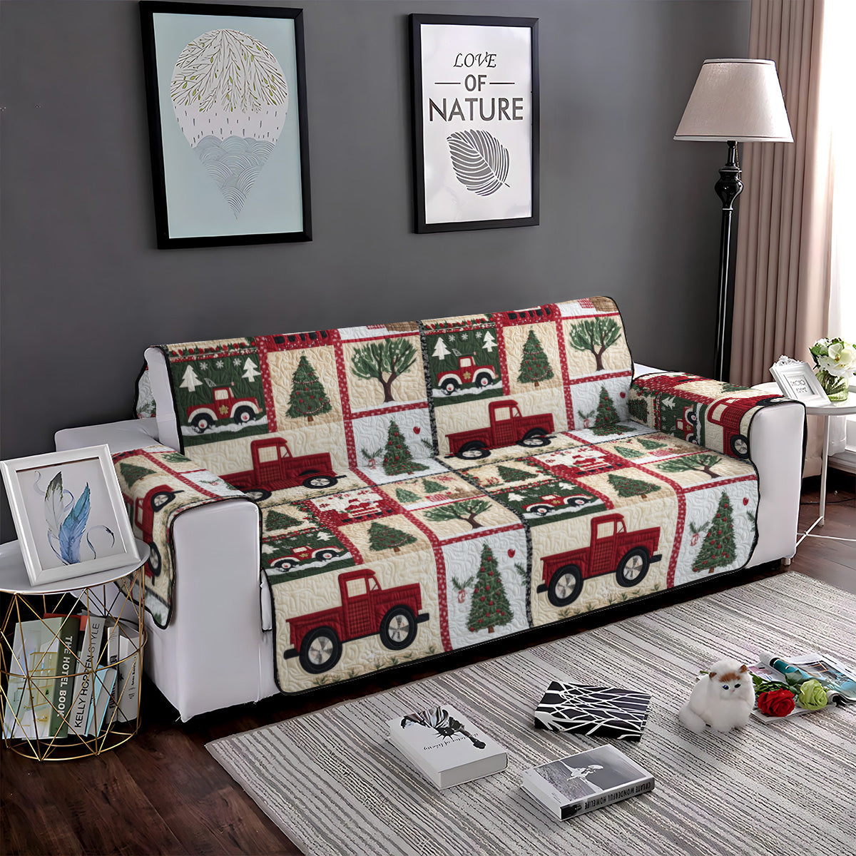 Winter Charm Quilted Sofa Cover Room Decor For Home Unique Home Decor Finds - Tradiviet