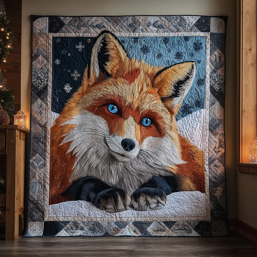Winter Fox Quilted Blanket Fox Related Presents Ideas For Family - Tradiviet