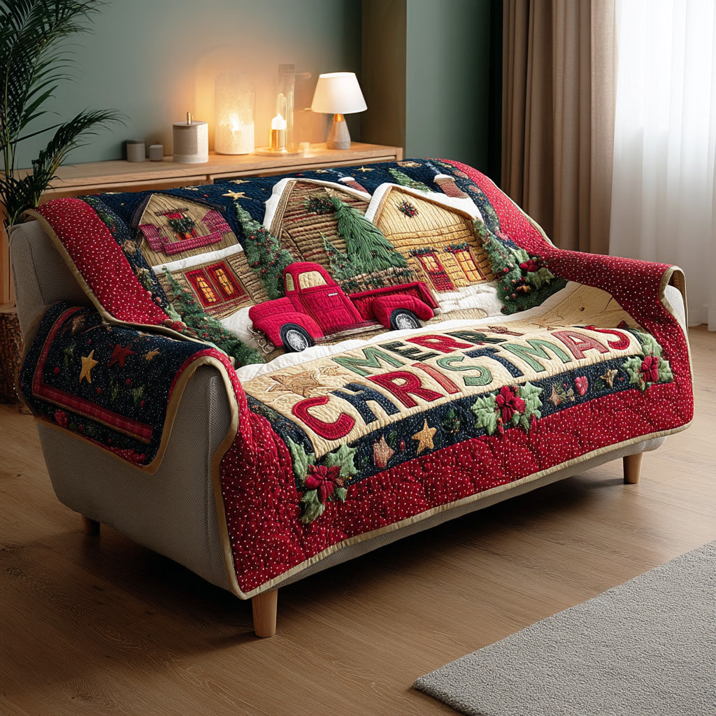 Winter Gift Lane Quilted Sofa Cover Unique Home Room Decor Gifts For Home Decor - Tradiviet