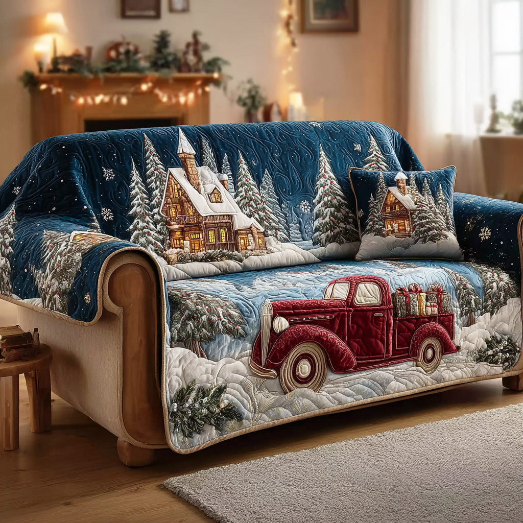 Winter Magic Realm Quilted Sofa Cover Holiday Living Room Decor Unique Christmas Gifts - Tradiviet