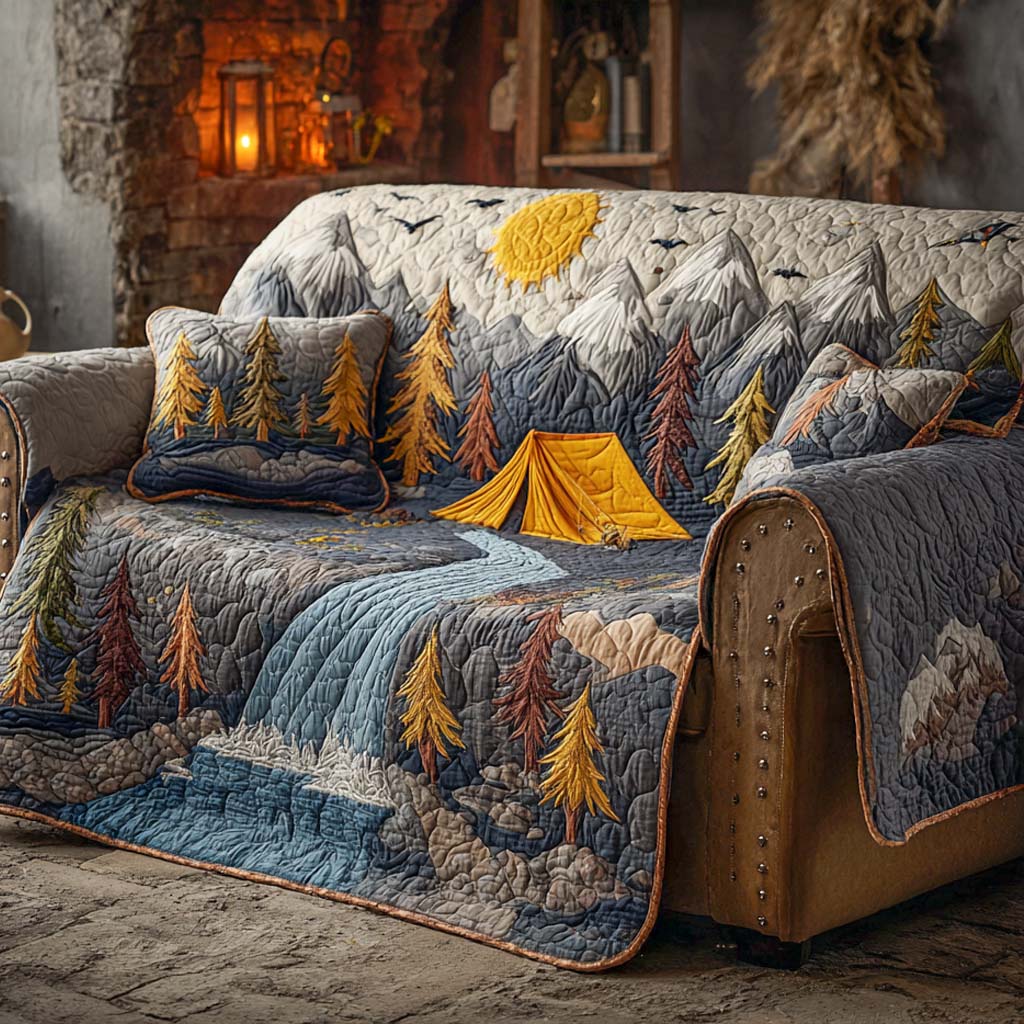 Winter Peak Camp Quilted Sofa Cover Home Room Decor Gifts For Home Decor - Tradiviet