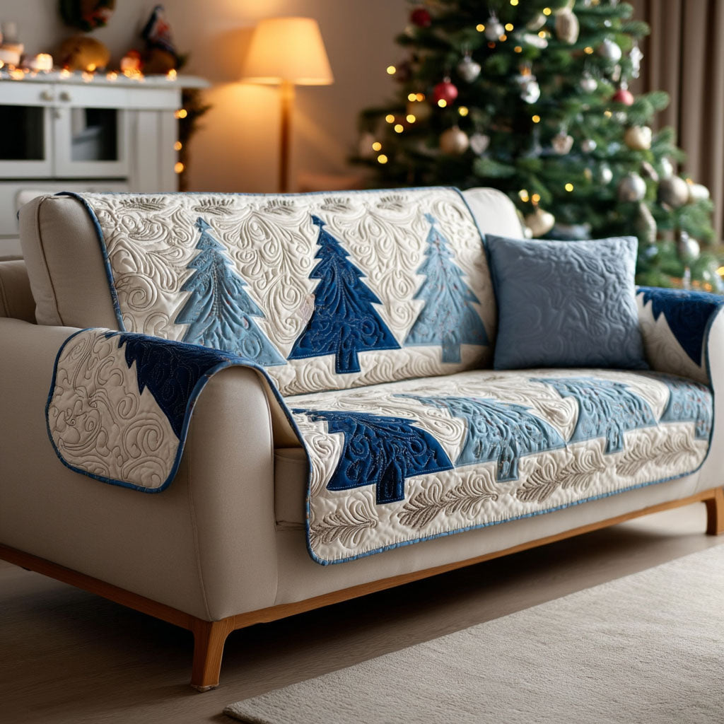 Winter Pines Quilted Sofa Cover Classic Home Room Decor Gift For Room Decor - Tradiviet