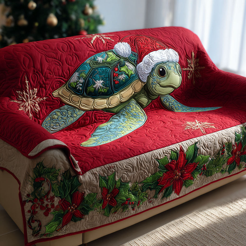 Winter Turtle Tide Quilted Sofa Cover Holiday Living Decorations Sea Turtle Merchandise - Tradiviet