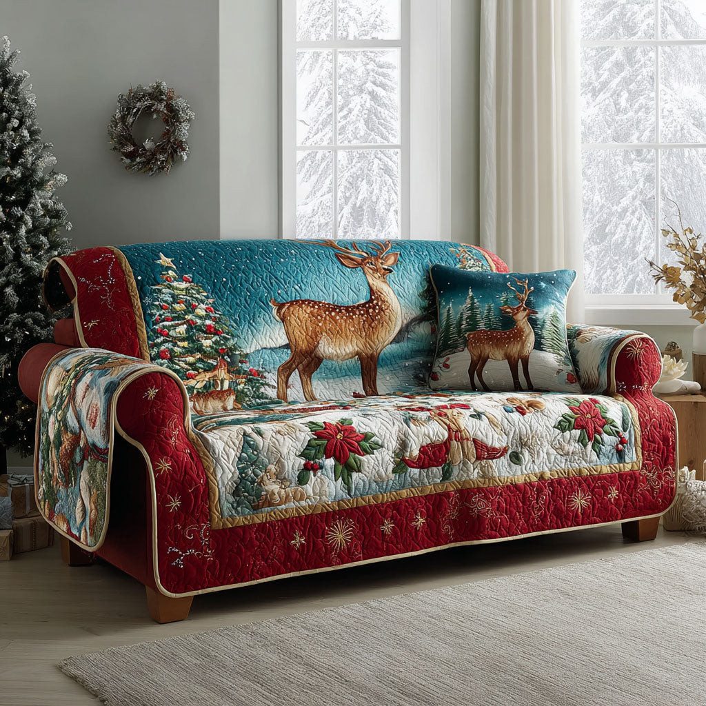 Winter Wish Quilted Sofa Cover Christmas Couch Decor Gifts For Christmas For Mother In Law - Tradiviet