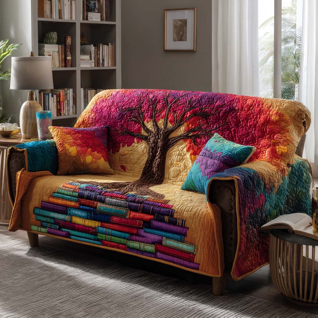 Wisdom Tree Quilted Sofa Cover Stylish Home Room Decor Room Gift For Her - Tradiviet