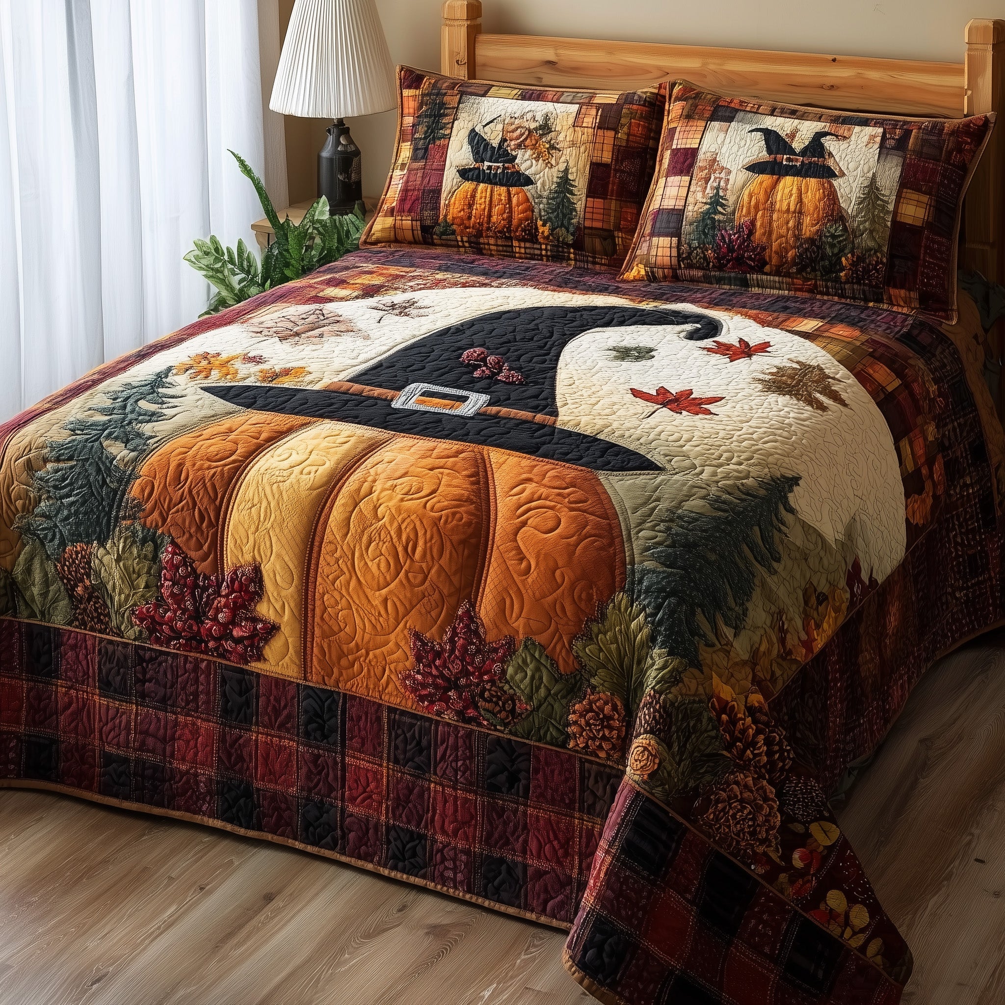 Witch Pumpkin Quilted Bedding Set Witch Pumpkin Holiday Gift For Witch Pumpkin - Tradiviet