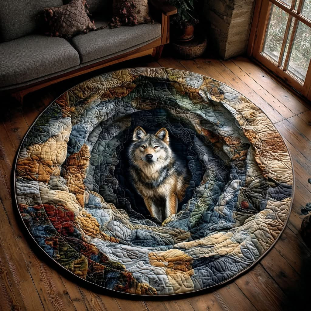 Wolf Forest Quilted Round Mat Living Room Decor Best Gifts For Wolf Lovers - Tradiviet - Image 2