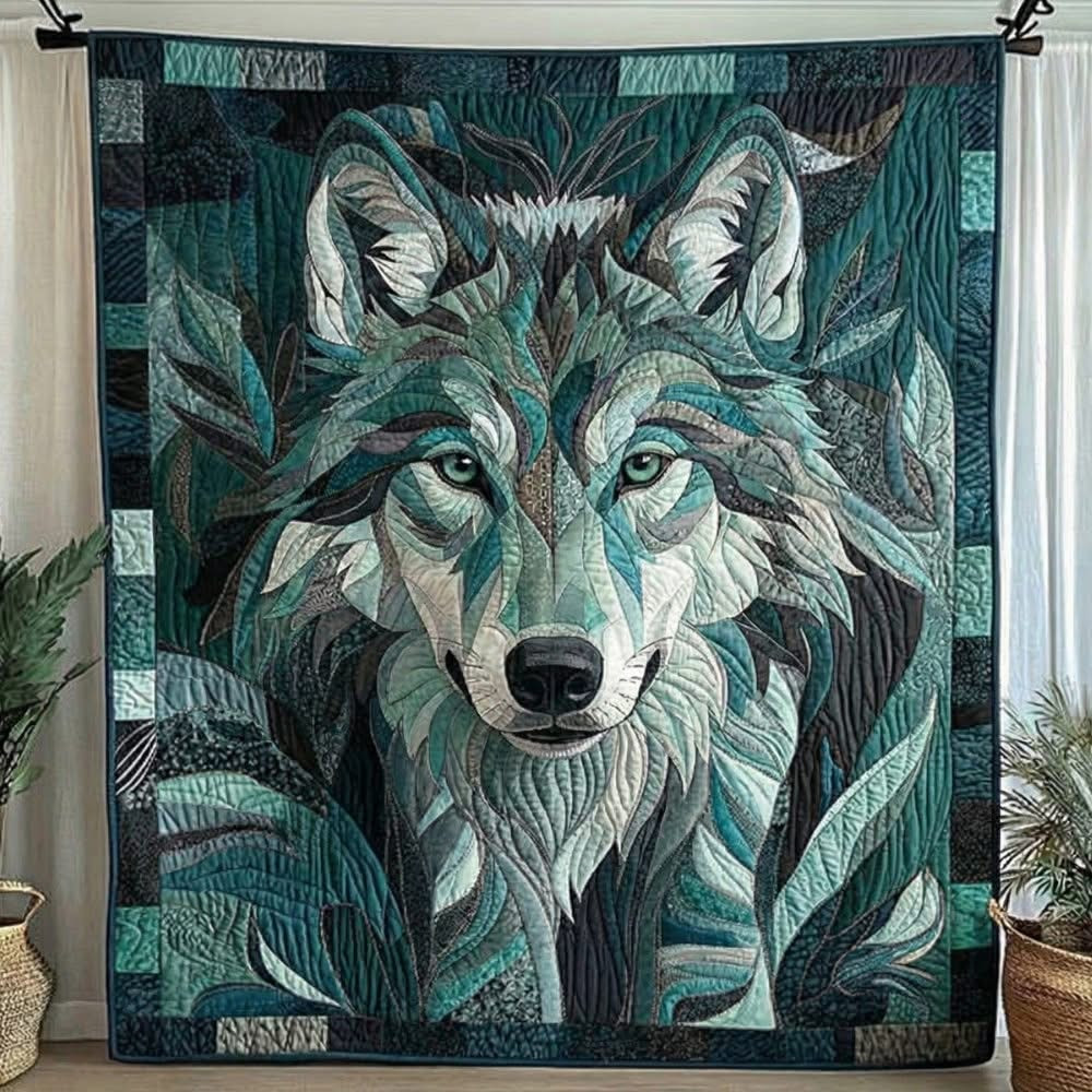 Wolf Quilt Blanket Native American Themed Blanket Unique Gifts For Wolf Lovers - Tradiviet