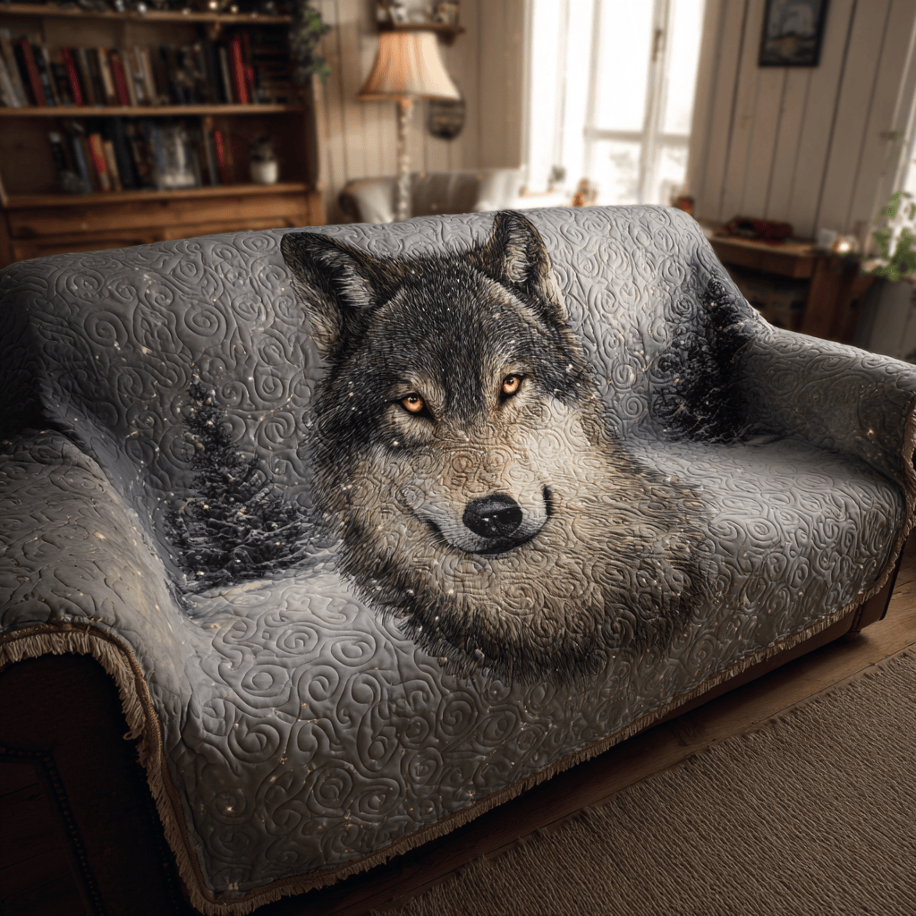 Wolf Spirit Quilted Sofa Cover Large Couch Cover Gifts With Wolves On Them - Tradiviet