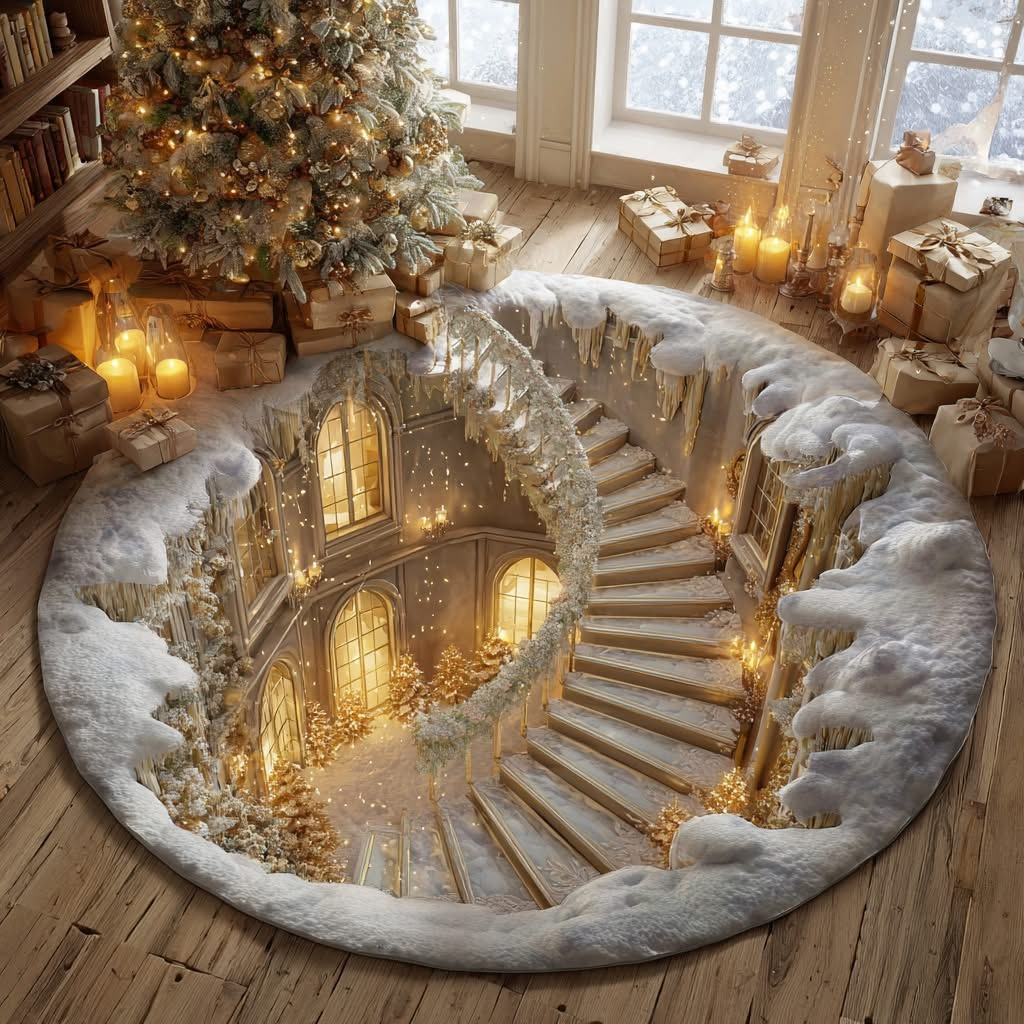 Wonderland Passage Christmas Round Mat Circle Carpet Decorations Holiday Family Presents - Tradiviet