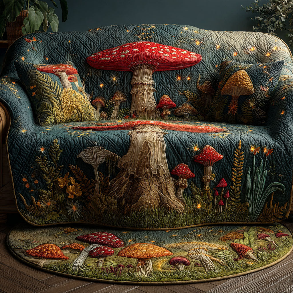 Woodland Aura Quilted Sofa Cover Home Room Decor Best Room Decor Gifts - Tradiviet