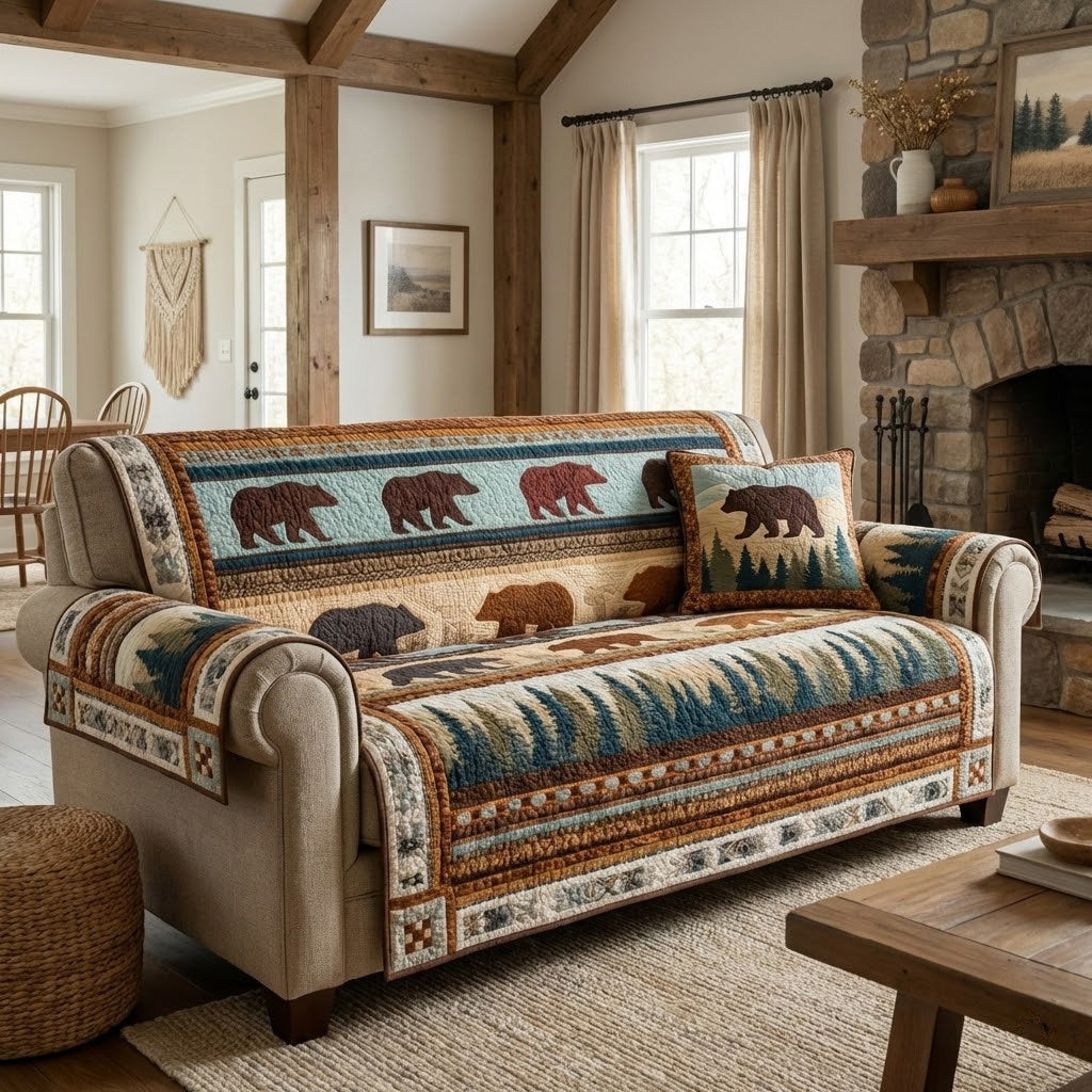 Woodland Bears Quilted Sofa Cover The Best Sofa Covers Bear Gifts For Women - Tradiviet