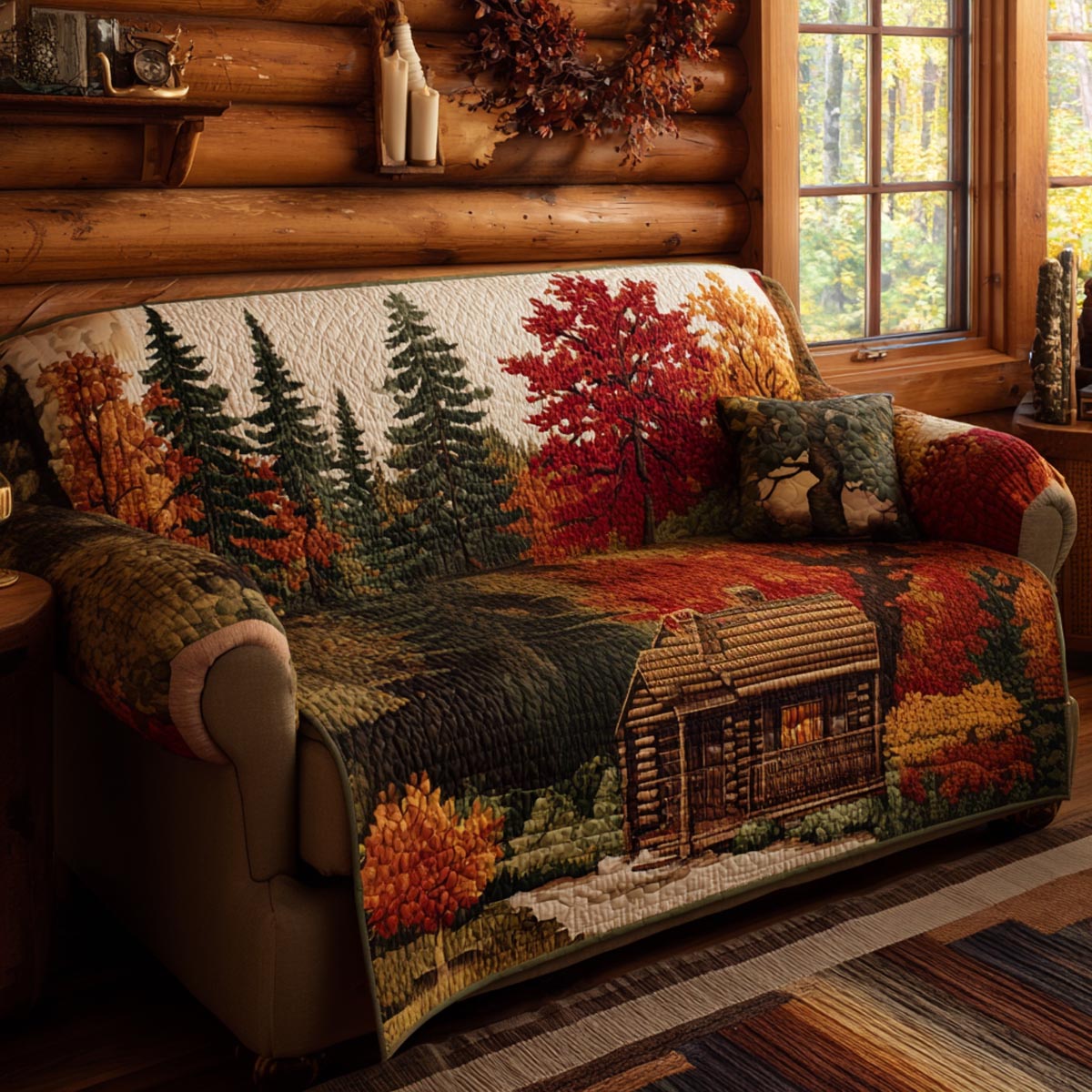Woodland Comfort Quilted Sofa Cover Unique Room Decor Interior Design Gift Ideas - Tradiviet
